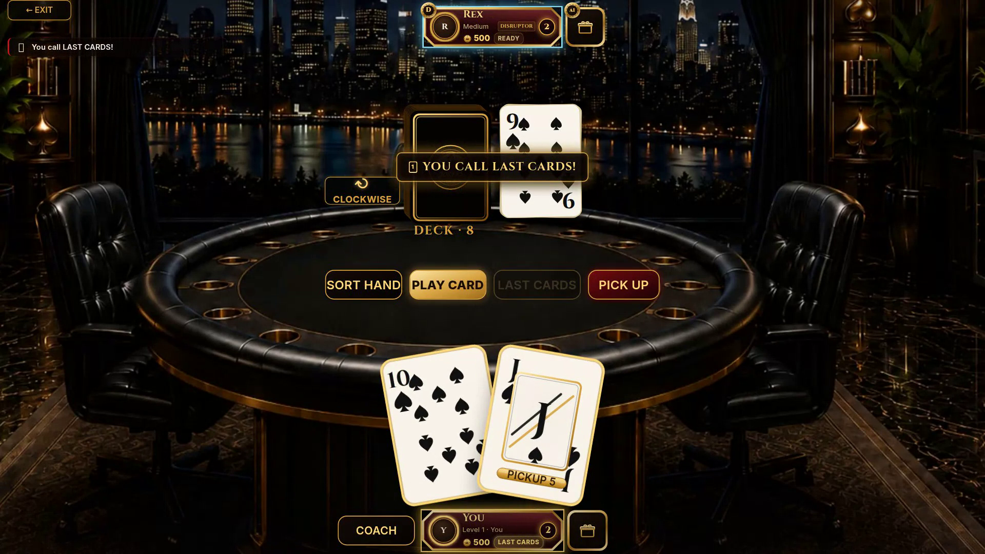 Last Cards declaration and winning sequence